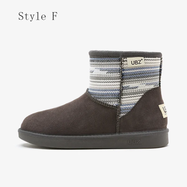Traditional Khaki Snow Boots 2020 Woolen Leather Ankle Winter Flat Casual Round Toe Womens Boots