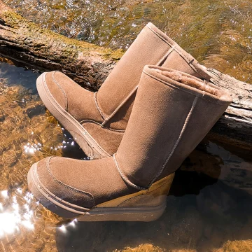 Enkla Kaki Snow Boots 2020 Ull Vattentäta Läder Mitten Kalv Vinter Platt Casual Pande Zote Toe Stövlar Dam