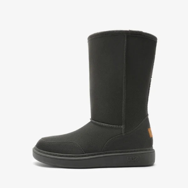 Schlicht Khaki Schneestiefel 2020 Woll Wasserdichte Leder Mitte Der Wade Winter Flache Freizeit Runde Zeh Stiefel Damen