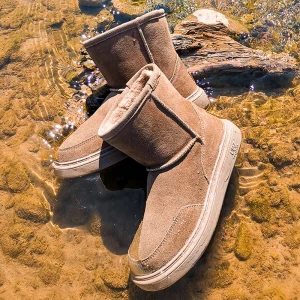 Modest Simple Khaki Snow Boots 2020 Woolen Waterproof Leather Mid Calf Winter Flat Round Toe Womens Boots