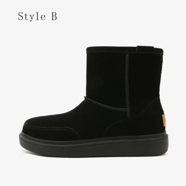 Proste / Simple Khaki Snow Boots 2020 Wełniany Wodoodporne Skórzany Połowy Łydki Zima Płaskie Okrągłe Toe Buty Damskie