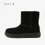 Proste / Simple Khaki Snow Boots 2020 Wełniany Wodoodporne Skórzany Połowy Łydki Zima Płaskie Okrągłe Toe Buty Damskie