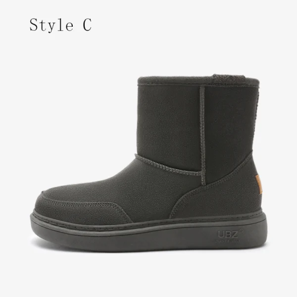 Proste / Simple Khaki Snow Boots 2020 Wełniany Wodoodporne Skórzany Połowy Łydki Zima Płaskie Okrągłe Toe Buty Damskie