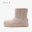 Proste / Simple Khaki Snow Boots 2020 Wełniany Wodoodporne Skórzany Połowy Łydki Zima Płaskie Okrągłe Toe Buty Damskie