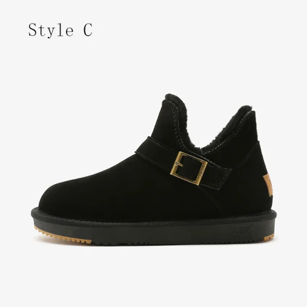 Chic / Beautiful Brown Snow Boots 2020 Woolen Leather Buckle Ankle Winter Flat Casual Round Toe Womens Boots