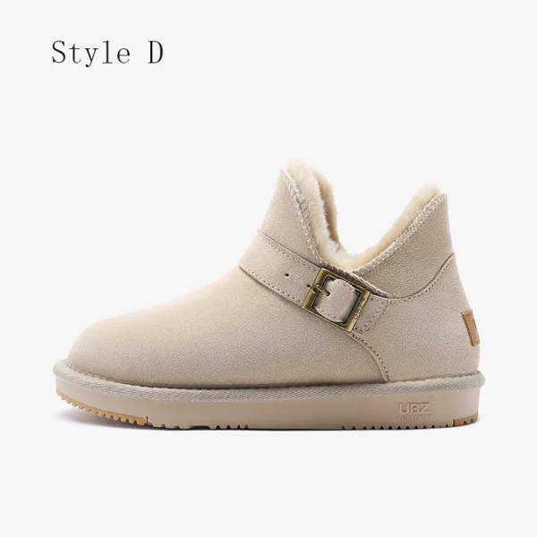 Chic / Beautiful Brown Snow Boots 2020 Woolen Leather Buckle Ankle Winter Flat Casual Round Toe Womens Boots