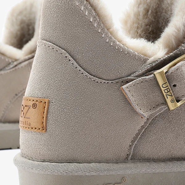 Chic / Beautiful Brown Snow Boots 2020 Woolen Leather Buckle Ankle Winter Flat Casual Round Toe Womens Boots