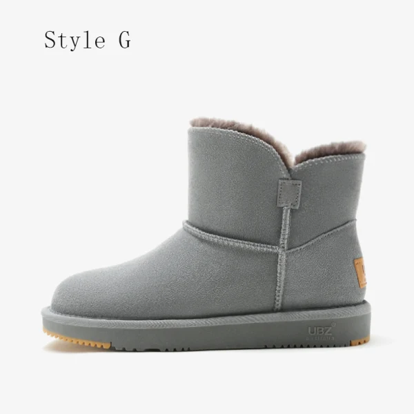 Eenvoudige Grijs Snowboots 2020 Wollen Leer Enkellaarsjes / Enkellaarzen Winter Platte Toevallig Ronde Neus Dames Laarzen