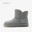 Eenvoudige Grijs Snowboots 2020 Wollen Leer Enkellaarsjes / Enkellaarzen Winter Platte Toevallig Ronde Neus Dames Laarzen