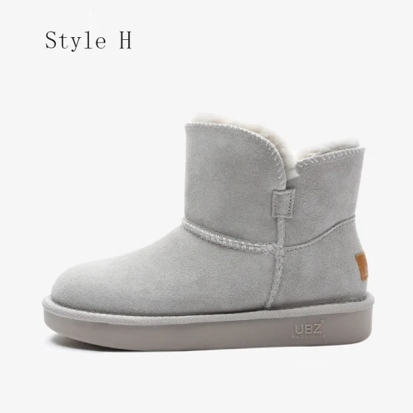 Eenvoudige Grijs Snowboots 2020 Wollen Leer Enkellaarsjes / Enkellaarzen Winter Platte Toevallig Ronde Neus Dames Laarzen