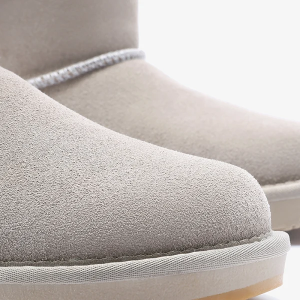 Eenvoudige Grijs Snowboots 2020 Wollen Leer Enkellaarsjes / Enkellaarzen Winter Platte Toevallig Ronde Neus Dames Laarzen