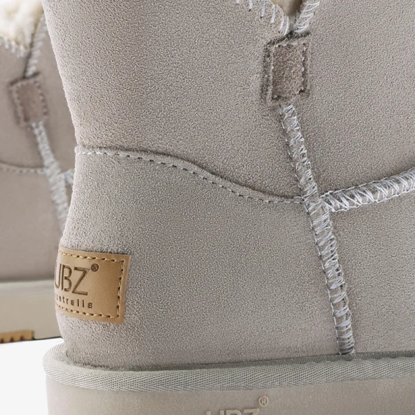 Eenvoudige Grijs Snowboots 2020 Wollen Leer Enkellaarsjes / Enkellaarzen Winter Platte Toevallig Ronde Neus Dames Laarzen