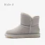 Eenvoudige Grijs Snowboots 2020 Wollen Leer Enkellaarsjes / Enkellaarzen Winter Platte Toevallig Ronde Neus Dames Laarzen