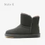 Eenvoudige Grijs Snowboots 2020 Wollen Leer Enkellaarsjes / Enkellaarzen Winter Platte Toevallig Ronde Neus Dames Laarzen
