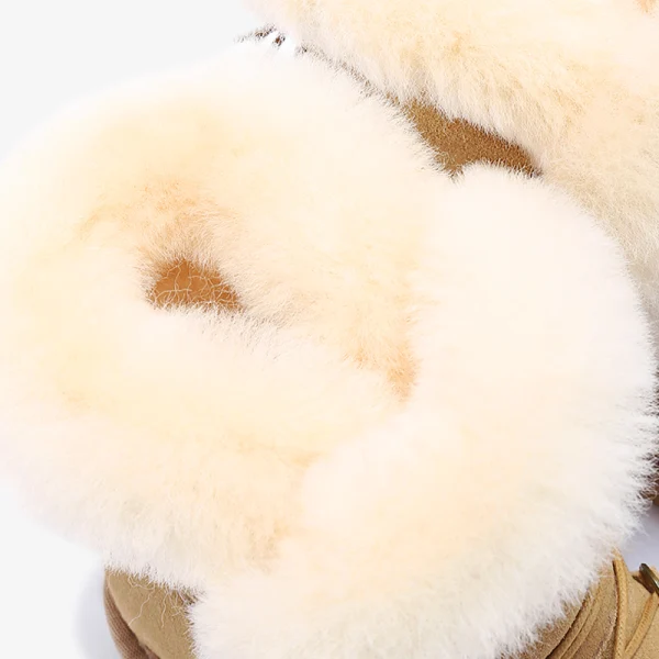 Fashion Maroon Snow Boots 2020 Woolen Leather Lace-up Mid Calf Winter Flat Casual Round Toe Womens Boots