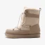 Mode Marrons Bottes De Neige 2020 De laine Cuir Lacer Mi-Mollet Hiver Plate À Bout Rond Bottes Femme