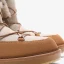 Mode Marrons Bottes De Neige 2020 De laine Cuir Lacer Mi-Mollet Hiver Plate À Bout Rond Bottes Femme