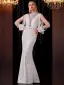 Scintillantes Blanche Transparentes Robe De Soirée 2020 Trompette / Sirène Col Haut Gland Manches Longues Noeud Ceinture Faux Diamant Longue Robe De Ceremonie
