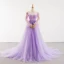Charming Lilac See-through Red Carpet Evening Dresses  2023 A-Line / Princess Scoop Neck Puffy Long Sleeve Backless Bow Beading Court Train Ruffle