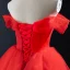 Two Tone White Red Bridal Wedding Dresses 2023 Ball Gown Off-The-Shoulder Short Sleeve Backless Beading Court Train Ruffle