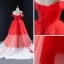 Two Tone White Red Bridal Wedding Dresses 2023 Ball Gown Off-The-Shoulder Short Sleeve Backless Beading Court Train Ruffle