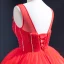 Luxury / Gorgeous Red Bridal Wedding Dresses 2023 Ball Gown See-through Deep V-Neck Sleeveless Backless Beading Floor-Length / Long Ruffle