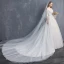 Abordable Ivoire Robe De Mariée 2019 Princesse De l'épaule 1/2 Manches Dos Nu Appliques En Dentelle Paillettes Perlage Chapel Train Volants