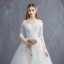 Abordable Ivoire Robe De Mariée 2019 Princesse De l'épaule 1/2 Manches Dos Nu Appliques En Dentelle Paillettes Perlage Chapel Train Volants