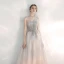 Elegant Grå Gradient-Farge Perle Rosa Selskapskjoler 2020 Prinsesse Kjæreste Uten Ermer Appliques Blonder Glitter Tyll Beading Lange Buste Ryggløse Formelle Kjoler
