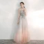 Elegant Grå Gradient-Farge Perle Rosa Selskapskjoler 2020 Prinsesse Kjæreste Uten Ermer Appliques Blonder Glitter Tyll Beading Lange Buste Ryggløse Formelle Kjoler