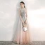 Elegant Grå Gradient-Farge Perle Rosa Selskapskjoler 2020 Prinsesse Kjæreste Uten Ermer Appliques Blonder Glitter Tyll Beading Lange Buste Ryggløse Formelle Kjoler