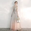 Elegant Grå Gradient-Farge Perle Rosa Selskapskjoler 2020 Prinsesse Kjæreste Uten Ermer Appliques Blonder Glitter Tyll Beading Lange Buste Ryggløse Formelle Kjoler