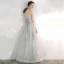 Elegante Grau Abendkleider 2020 A Linie Bandeau Ärmellos Applikationen Spitze Pailletten Perlenstickerei Lange Rückenfreies Rüschen Festliche Kleider