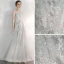 Elegante Grau Abendkleider 2020 A Linie Bandeau Ärmellos Applikationen Spitze Pailletten Perlenstickerei Lange Rückenfreies Rüschen Festliche Kleider