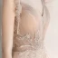 Chic / Belle Champagne Robe De Soirée 2020 Princesse Bretelles Spaghetti V-Cou Sans Manches Tachetée Tulle Appliques En Dentelle Perlage Longue Volants Dos Nu Robe De Ceremonie