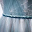 Élégant Océan Bleu Robe De Bal 2020 Princesse Bretelles Spaghetti V-Cou Détachable Gonflée Manches Courtes Glitter Tulle Perlage Ceinture Train De Balayage Volants Dos Nu Robe De Ceremonie