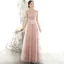 Chic / Beautiful Pearl Pink See-through Evening Dresses  2020 A-Line / Princess Scoop Neck Sleeveless Flower Appliques Lace Beading Pearl Glitter Tulle Floor-Length / Long Backless Formal Dresses
