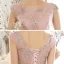Chic / Beautiful Pearl Pink See-through Evening Dresses  2020 A-Line / Princess Scoop Neck Sleeveless Flower Appliques Lace Beading Pearl Glitter Tulle Floor-Length / Long Backless Formal Dresses