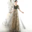 Chic / Beautiful Grey Evening Dresses  2020 A-Line / Princess V-Neck Puffy Short Sleeve Glitter Appliques Sequins Beading Floor-Length / Long Ruffle Backless Formal Dresses