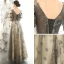 Chic / Beautiful Grey Evening Dresses  2020 A-Line / Princess V-Neck Puffy Short Sleeve Glitter Appliques Sequins Beading Floor-Length / Long Ruffle Backless Formal Dresses