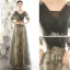 Chic / Beautiful Grey Evening Dresses  2020 A-Line / Princess V-Neck Puffy Short Sleeve Glitter Appliques Sequins Beading Floor-Length / Long Ruffle Backless Formal Dresses