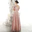 Scintillantes Or Rose Paillettes Robe De Soirée 2020 Princesse Transparentes Col Haut Gonflée Manches Courtes Appliques Fleur Perlage Longue Volants Dos Nu Robe De Ceremonie