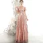 Scintillantes Or Rose Paillettes Robe De Soirée 2020 Princesse Transparentes Col Haut Gonflée Manches Courtes Appliques Fleur Perlage Longue Volants Dos Nu Robe De Ceremonie