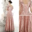 Scintillantes Or Rose Paillettes Robe De Soirée 2020 Princesse Transparentes Col Haut Gonflée Manches Courtes Appliques Fleur Perlage Longue Volants Dos Nu Robe De Ceremonie