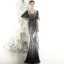 Scintillantes Noire Dégradé De Couleur Paillettes Robe De Soirée 2020 Trompette / Sirène Col v profond 1/2 Manches Longue Dos Nu Robe De Ceremonie