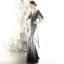 Scintillantes Noire Dégradé De Couleur Paillettes Robe De Soirée 2020 Trompette / Sirène Col v profond 1/2 Manches Longue Dos Nu Robe De Ceremonie