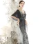 Scintillantes Noire Dégradé De Couleur Paillettes Robe De Soirée 2020 Trompette / Sirène Col v profond 1/2 Manches Longue Dos Nu Robe De Ceremonie