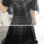 Scintillantes Noire Dégradé De Couleur Paillettes Robe De Soirée 2020 Trompette / Sirène Col v profond 1/2 Manches Longue Dos Nu Robe De Ceremonie