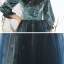 Chic / Beautiful Navy Blue Winter Suede Evening Dresses  2020 Princess Scoop Neck Puffy 3/4 Sleeve Glitter Star Floor-Length / Long Ruffle Backless Formal Dresses