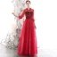 Chic / Beautiful Red See-through Evening Dresses  2020 A-Line / Princess High Neck Puffy 3/4 Sleeve Glitter Star Floor-Length / Long Ruffle Backless Formal Dresses